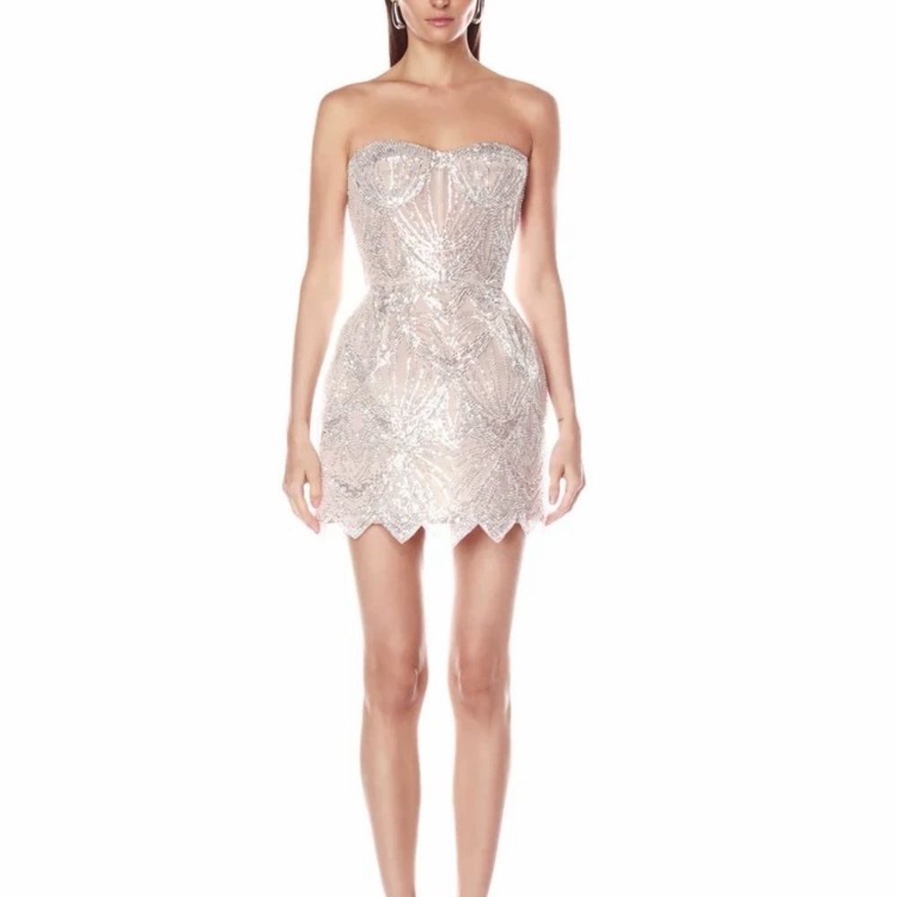 Elegant Strapless Silver Dress